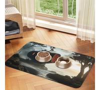 Science Fiction Cabin Pet Feeding Mat Dog Cat Eating Food Absorbent Leather Tablecloth for and Water Bowl Waterproof No Stains Quick Dry Non-Slip 17.72 * 11.8IN