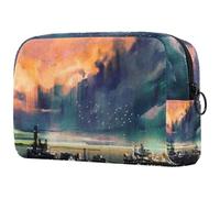 Science Fiction City Landscape Cosmetic Bag for Women, Travel Toiletries Bags Large Makeup Handy Pouch Organiser Bag with Zipper