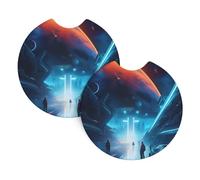 Science Fiction Future Car Coasters, 2-Pack Universal Car Coasters, Car Accessories Interior, 2.7 Inch,& (Approx. 6.9 Cm).