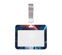 Science Fiction Future Id Badge Holder with Lanyard-Horizontal Card Protector, Clear Abs Hard Shell for Work Office Events
