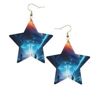 Science Fiction Future Leather Star Shaped Earrings for Women Jewelry Fashion and Valentine Birthday Party Gift