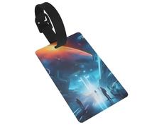Science Fiction Future Luggage Tags for Suitcases - Durable PVC ID Tags with Detachable Straps for Travel, Backpack, Golf Bag, Anti-Loss