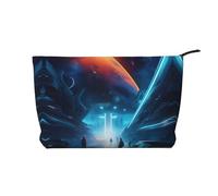 Science Fiction Future Pattern Large Capacity Corduroy Cosmetic Bag, Fashionable Waterproof toiletries Storage Bag