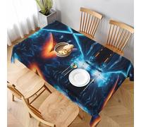 Science Fiction Future Rectangle Tablecloth Linen Textured Waterproof & Stain Resistant Table Cloth Wrinkle Free Decorative Fabric Farmhouse Table Cover for Dining/Party/Buffet/Wedding, 60*90 In.