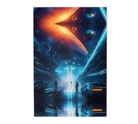 Science Fiction Future Wooden Jigsaw Puzzle 1000 Pieces-Relaxing Family Activity for Adults, Colourful Landscape Puzzle in Plastic Box, Home Decor Gift