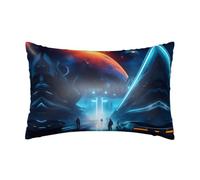 Science Fiction FuturePrinted satin pillowcase, 20x30 inches, suitable for hair care, wrinkle-resistant and colorfast, with an invisible zipper design.