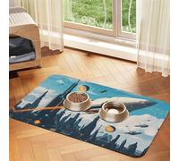 Science Fiction Illustration Pet Feeding Mat Dog Cat Eating Food Absorbent Leather Tablecloth for and Water Bowl Waterproof No Stains Quick Dry Non-Slip 17.72 * 11.8IN