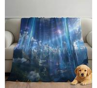 Science Fiction Microfiber Throw Blanket Ultra Soft Blue Futuristic Architecture Cozy Warm Lightweight Decorative Blanket Flannel Blanket All Season for Home Couch Bed 27in × 40in (70cm × 100cm)