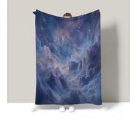 Science Fiction Nebula Fluffy Fleece Blanket Sofa Bed Throw Flannel Thin Blankets For Sofa Couch Recliner, Soft Breathable Washable Fantasy Throw Blanket For Winter Autumn (Blue-Gray, 230 X 265 Cm )