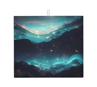 Science Fiction Stars Kitchen countertop absorbent mat, single-sided printed 100% polyester with a hanging rope