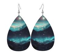Science Fiction Stars Pattern leather earrings | Water drop-shaped printed earrings, suitable for daily/party/dating scenes
