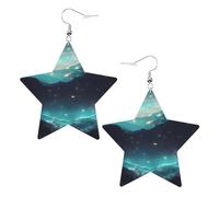 Science Fiction Stars Prints Leather Star-Shaped Earrings Lightweight And Stylish Accessories For Parties Dances And Everyday Life.