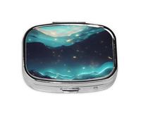 Science Fiction Stars Square Pill Box Lightweight and Portable, with 2 Plastic Inserts, Suitable for Carrying in Pockets or Wallets.