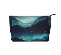 Science Fiction Stars Zipper Closure Corduroy Makeup Bag Multifunctional Organizer 22x7x17cm for Travel Camping Vacation Fitness