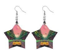 Science Fiction Style Robotic Car Wooden Earrings for Women, Vintage Elegant Wood Jewelry, Lightweight Earrings for Wedding, Party, Everyday Jewelry Gift, Apricot shaped, Wood, wood
