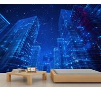 Science Fiction Wall Mural, Urban Architecture 3D Wallpaper, Futurism Mural for Living Room Bedroom Study TV Background Decor - 366x254cm
