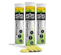 Science In Sport Hydro Hydration Tablets, Gluten-Free, Zero Sugar, Pineapple and Mango Flavour Plus Electrolytes, 20 Effervescent Tablets per Bottle (3 Bottles)