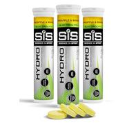 Science In Sport Hydro Hydration Tablets, Gluten-Free, Zero Sugar, Pineapple and Mango Flavour Plus Electrolytes, 20 Effervescent Tablets per Bottle (3 Bottles)