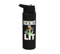 Science is Lit Lab Flask Beaker Chemistry Stainless Steel Insulated Water Bottle
