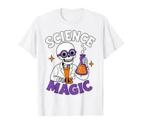 Science is Magic Skeleton Teacher Student Halloween Value Graphic T-Shirt, Men, White, XL