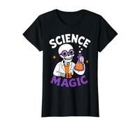 Science is Magic Skeleton Teacher Student Halloween Value Graphic T-Shirt, Women, Black, XL