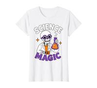 Science is Magic Skeleton Teacher Student Halloween Value Graphic T-Shirt, Women, White, L
