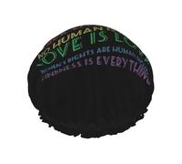 Science Is Real Black Lives Matter No Human Is Illegal Love Is Love Shower Caps Bath Cap For Women Adjustable Double Layer Hair Protection Spa Salon Shower Hat