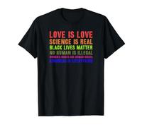 Science is Real Gay Pride LGBT or LGBTQ Love is Love Be Kind Value Graphic T-Shirt, Men, Black, S