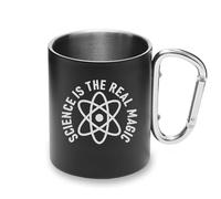 Science is The Real Magic Metal Cup Carabiner Handle, Camping Mug