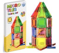 Science Kidz 40-Piece Mini Magnetic Tiles Travel Set With Storage Tin