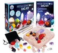 Science Kidz Mega Gemstone Dig Kit Age 6+ - 20 Real Life Gems & Crystals - Gemstones Excavation Kits For Kids - Gem Stones Digging Kit Set - Dig For Gems, Stones, Crystals & Rocks