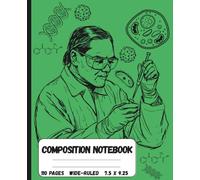 Science Lab Composition Notebook - Wide-Ruled, 110 Pages, 7.5 x 9.25 in, Chemistry & Biology Theme: Perfect for Students, Scientists & Researchers - Lab Equipment, Molecules & Scientific Illustrations
