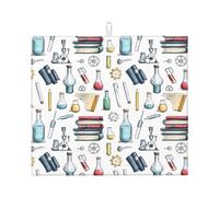 Science Lab Doodle Pattern (2) Print Dish Mat Kitchen Dish Drying Pad Easy Clean Coffee Bar Mats for Draining Racks Coffee Maker Utensils 46X61Cm