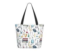 Science Lab Doodle Pattern (2) Print Tote Bag for Women, Large Shoulder Tote Bag with Zipper, Handbags for Work Travel