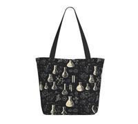 Science Lab Doodle Pattern A Print Tote Bag for Women, Large Shoulder Tote Bag with Zipper, Handbags for Work Travel