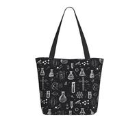 Science Lab Doodle Pattern Print Tote Bag for Women, Large Shoulder Tote Bag with Zipper, Handbags for Work Travel