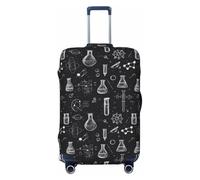 Science Lab Doodle Pattern Print Travel Luggage Covers, Washable Suitcase Covers Protector for Luggage 18-32 Inch High Elasticity, Black, Small
