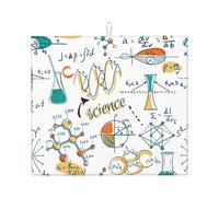 Science Lab Education Biology Chemistry, Dish Drying Mat, 18x16 Inch Absorbent Microfiber Quick Dry Machine Washable for Dishes Pots Pans Glassware Coffee Bar Under Rack