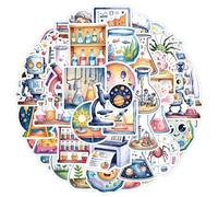 Science Lab Stickers Pack for Kids Teens Boys Girls, 50PCS Waterproof Cartoon Science Laboratory Decals for Laptops Water Bottles Notebooks Scrapbooks and DIY Crafts