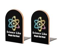 Science Like Magic But Real Wood Book Ends for Shelves Decorative Bookends Book Stand 1 Pair