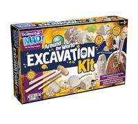 Science Mad - Around The World Excavation Kit for Kids Age 8+, Fun Introduction to Archaeology and Palaeontology - Build A Volcano - 10 Rock Formations, 14 Artefacts and Tools, STEM