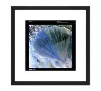 Science Map Satellite Alluvial Fan China Old Replica 8X8 Inch Square Wooden Framed Wall Art Print Picture with Mount Artery8 Black One Size