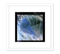 Science Map Satellite Alluvial Fan China Old Replica 8X8 Inch Square Wooden Framed Wall Art Print Picture with Mount Artery8 White One Size