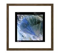 Science Map Satellite Alluvial Fan China Old Replica 8X8 Inch Square Wooden Framed Wall Art Print Picture with Mount Artery8 Brown One Size