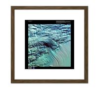 Science Map Satellite Antarctica Lamber Glacier Ice Replica 8X8 Inch Square Wooden Framed Wall Art Print Picture with Mount Artery8 Brown One Size