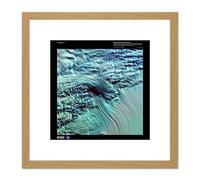 Science Map Satellite Antarctica Lamber Glacier Ice Replica 8X8 Inch Square Wooden Framed Wall Art Print Picture with Mount Artery8 Light Oak One Size