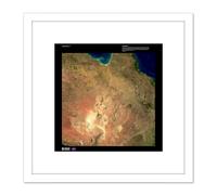 Science Map Satellite Australia Coral Reef Old Reproduction 8X8 Inch Square Wooden Framed Wall Art Print Picture with Mount Artery8 White One Size