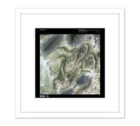 Science Map Satellite Coahuila Mexico Sierra Madre Replica 8X8 Inch Square Wooden Framed Wall Art Print Picture with Mount Artery8 White One Size