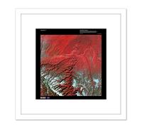 Science Map Satellite Desolation Canyon Utah USA Replica 8X8 Inch Square Wooden Framed Wall Art Print Picture with Mount Artery8 White One Size