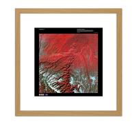 Science Map Satellite Desolation Canyon Utah USA Replica 8X8 Inch Square Wooden Framed Wall Art Print Picture with Mount Artery8 Light Oak One Size